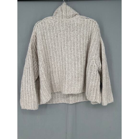 Free People Sweater Womens XS Beige Chunky Oversized Boxy Slouchy Wool Alpaca - Picture 3 of 7